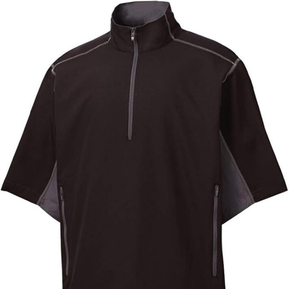 FootJoy 1/2 Zip Short Sleeve Sport Windshirt Golf Pullover Mens Small, Black